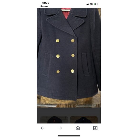 Vintage Lands End Navy Wool Peacoat 10 Naval Anchor Preppy Nautical Rare Coat - Picture 1 of 5